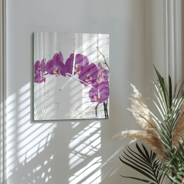 Wanduhr quadratisch Orchidee