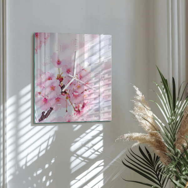 Wanduhr quadratisch Blumen