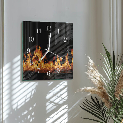 Wanduhr quadratisch Feuer