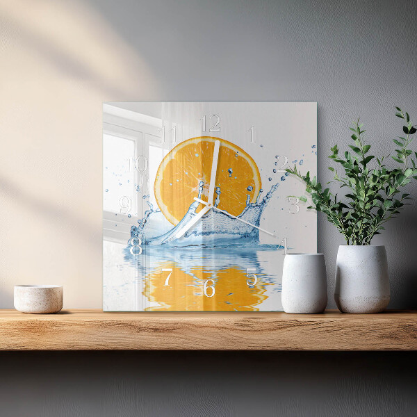 Wanduhr quadratisch Orangenwasser