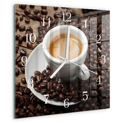 Wanduhr quadratisch Tasse Kaffee