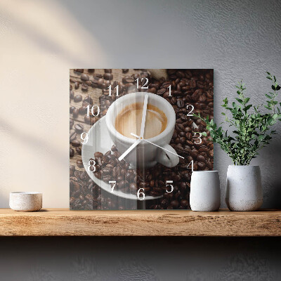 Wanduhr quadratisch Tasse Kaffee