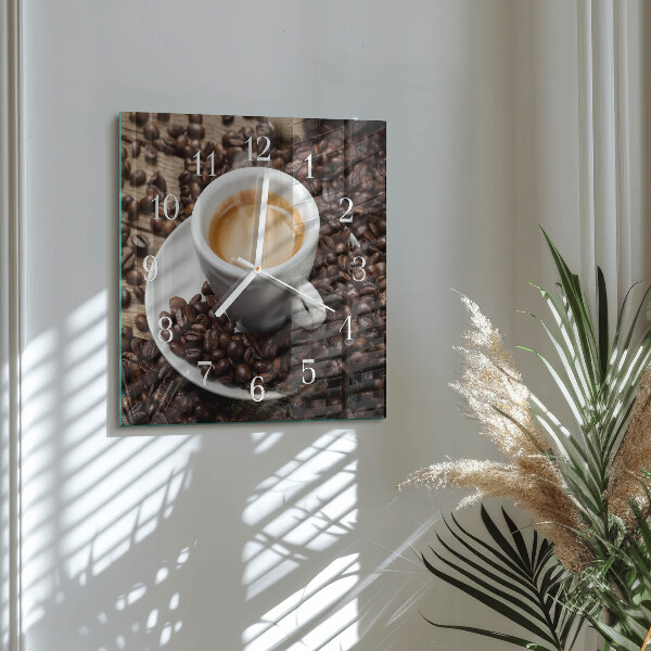 Wanduhr quadratisch Tasse Kaffee