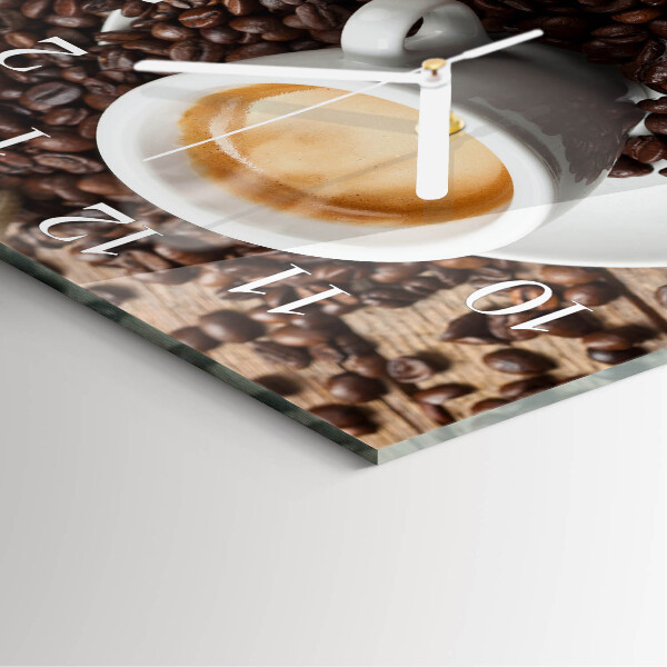 Wanduhr quadratisch Tasse Kaffee