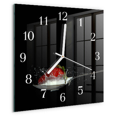 Wanduhr quadratisch Erdbeere