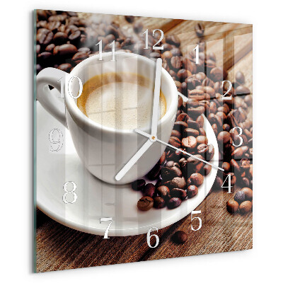 Wanduhr quadratisch Tasse Kaffee