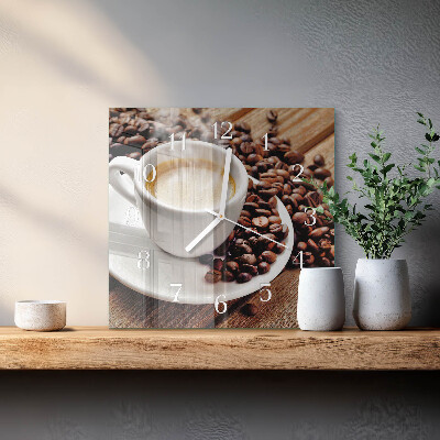 Wanduhr quadratisch Tasse Kaffee