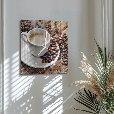 Wanduhr quadratisch Tasse Kaffee