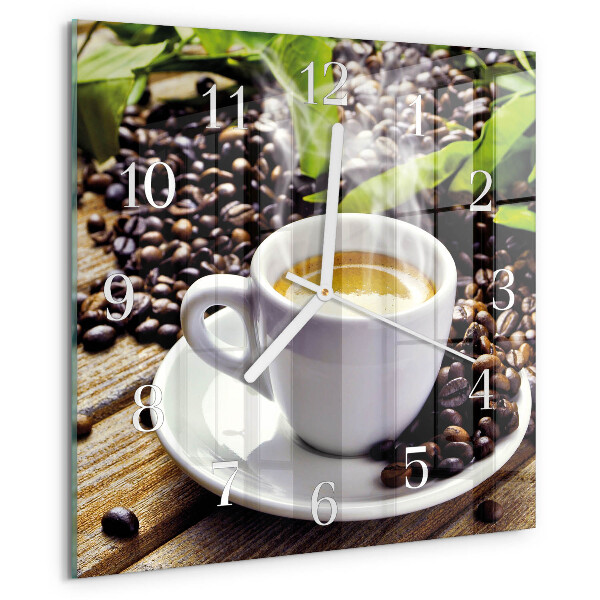 Wanduhr quadratisch Tasse Kaffee