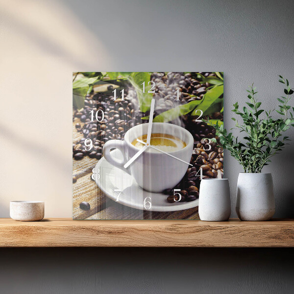 Wanduhr quadratisch Tasse Kaffee