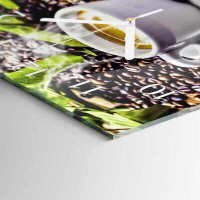 Wanduhr quadratisch Tasse Kaffee