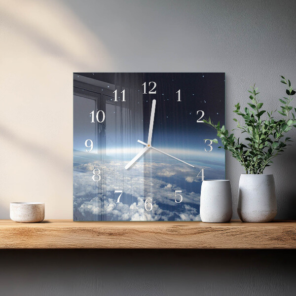 Wanduhr quadratisch Das Universum der Erde