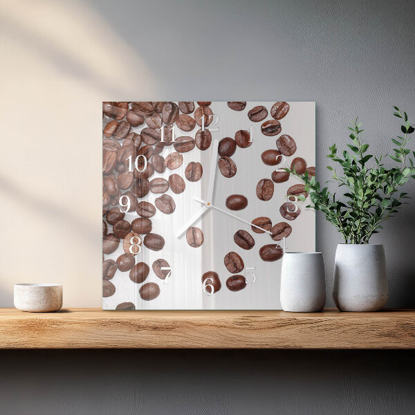 Wanduhr quadratisch Kaffeebohnen