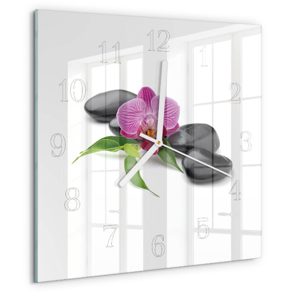 Wanduhr quadratisch Orchidee