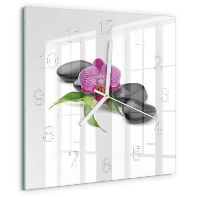 Wanduhr quadratisch Orchidee
