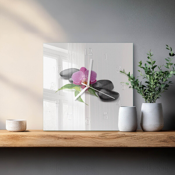 Wanduhr quadratisch Orchidee