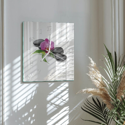 Wanduhr quadratisch Orchidee