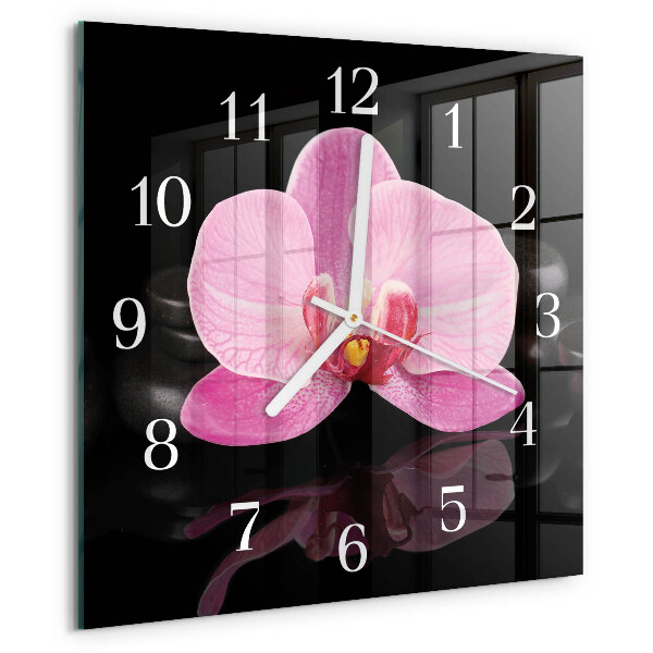 Wanduhr quadratisch Orchidee