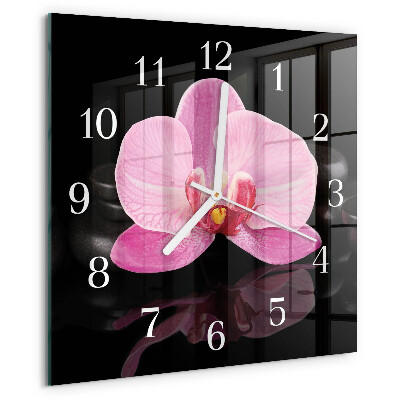 Wanduhr quadratisch Orchidee