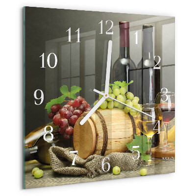 Wanduhr quadratisch Trauben für Wein