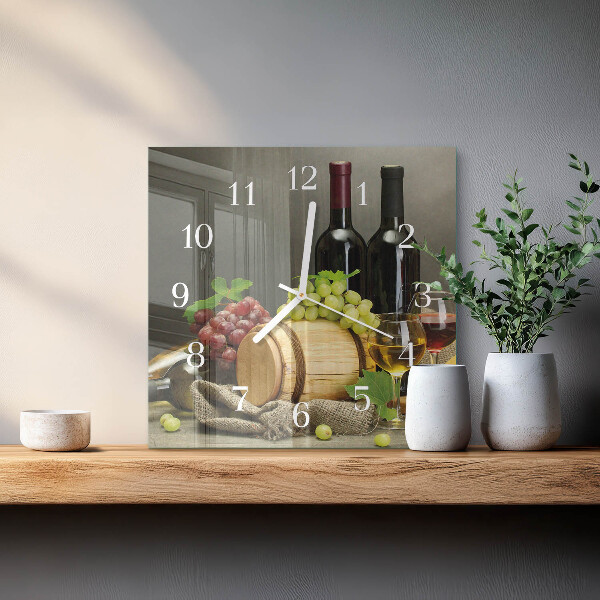 Wanduhr quadratisch Trauben für Wein