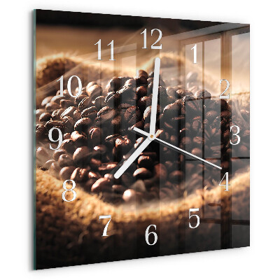 Wanduhr quadratisch Kaffeebohnen