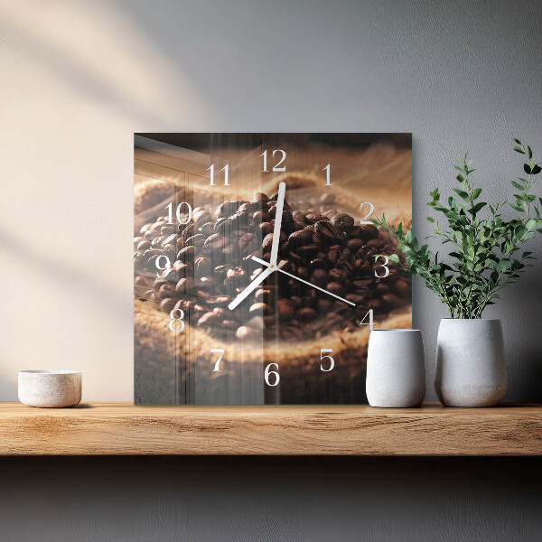 Wanduhr quadratisch Kaffeebohnen