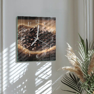 Wanduhr quadratisch Kaffeebohnen