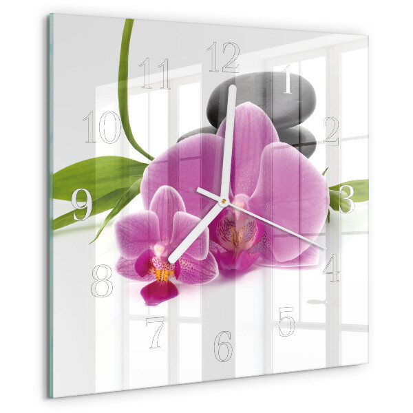 Wanduhr quadratisch Orchidee