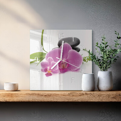 Wanduhr quadratisch Orchidee