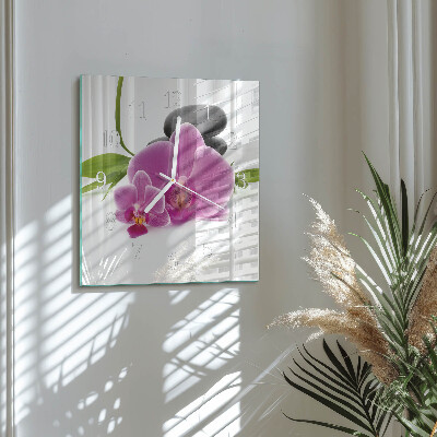 Wanduhr quadratisch Orchidee