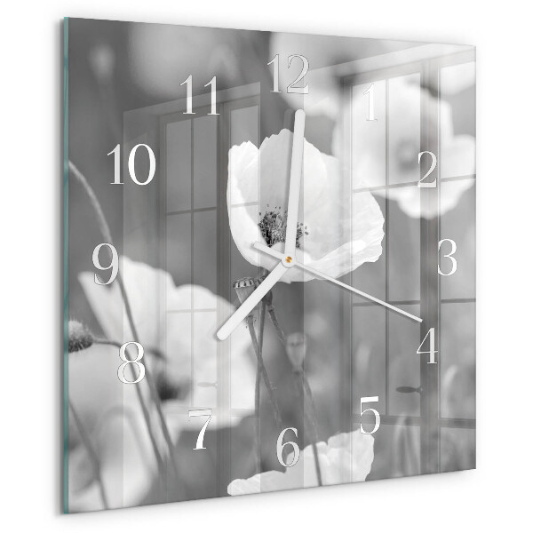 Wanduhr quadratisch Mohnblumen