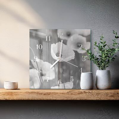 Wanduhr quadratisch Mohnblumen