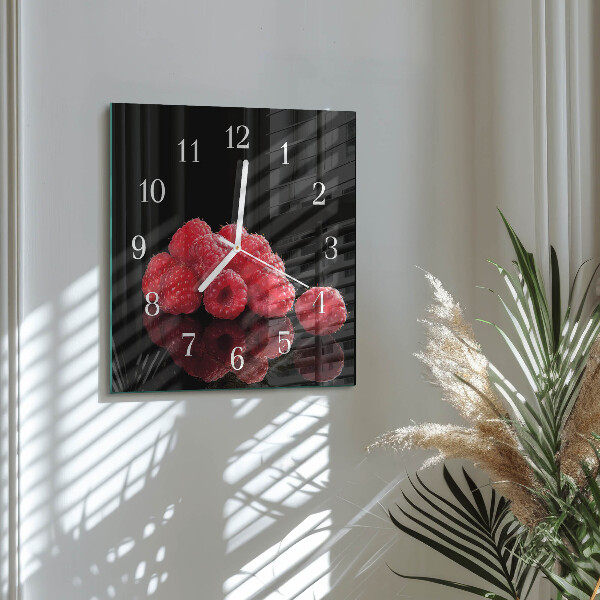 Wanduhr quadratisch Himbeeren