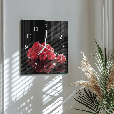 Wanduhr quadratisch Himbeeren