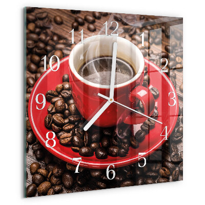 Wanduhr quadratisch Tasse Kaffee