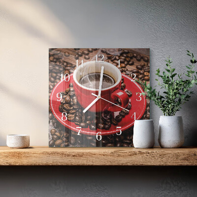 Wanduhr quadratisch Tasse Kaffee