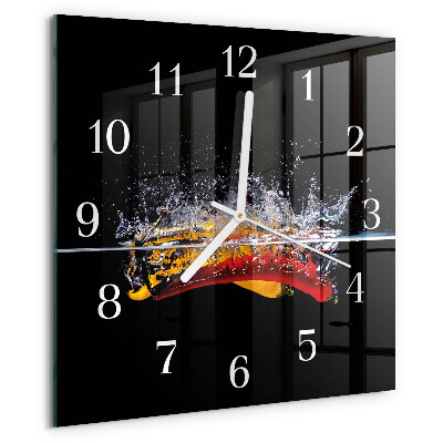 Wanduhr quadratisch Chilischoten
