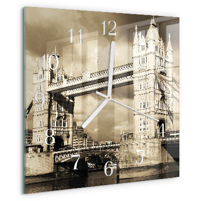 Wanduhr quadratisch London Bridge Sepia