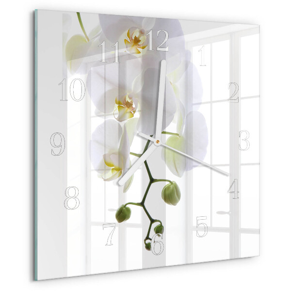 Wanduhr quadratisch Orchidee