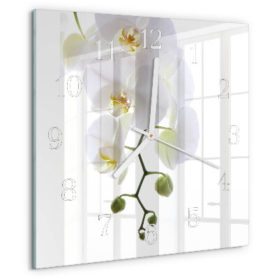 Wanduhr quadratisch Orchidee