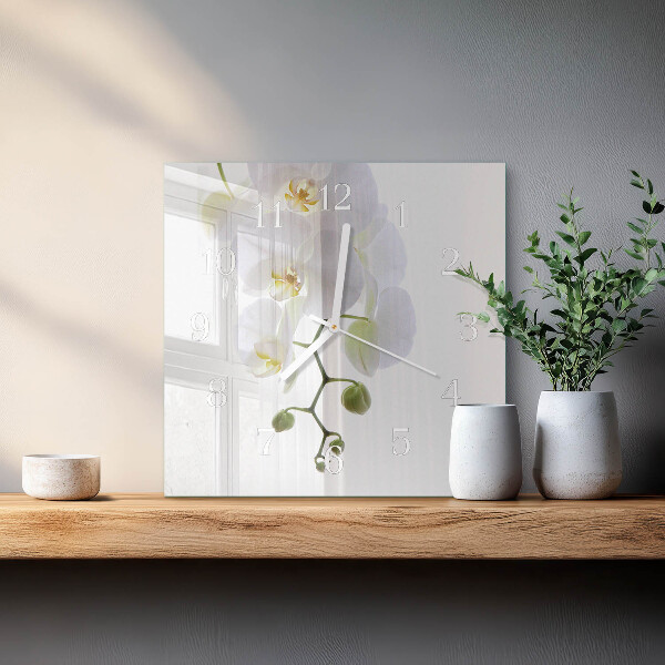 Wanduhr quadratisch Orchidee