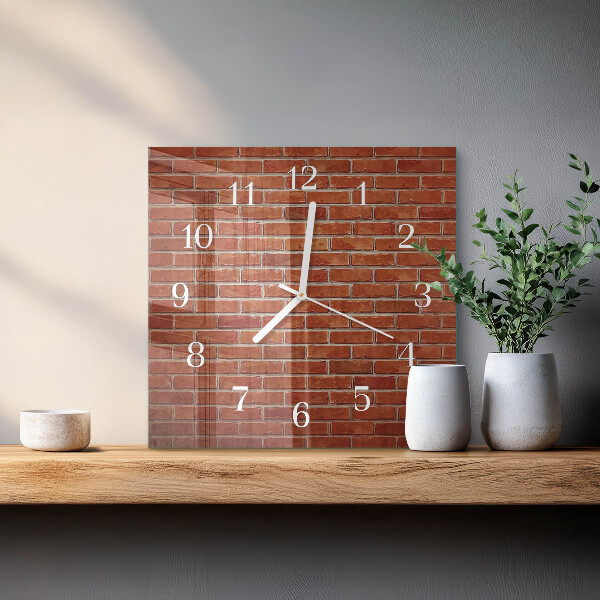 Wanduhr quadratisch Ziegelmauer