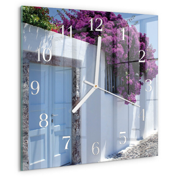 Wanduhr quadratisch Blumen für Zuhause