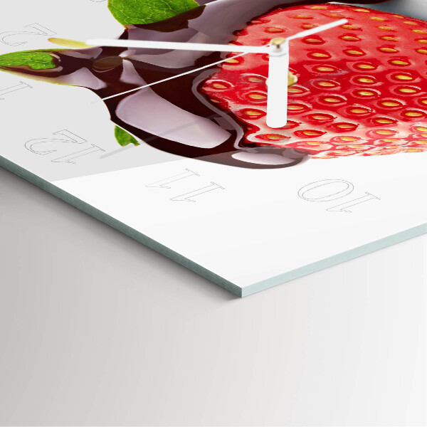 Wanduhr quadratisch Erdbeer-Schokolade