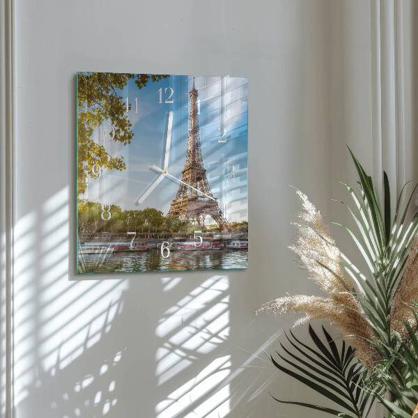 Wanduhr quadratisch Eiffelturm Paris