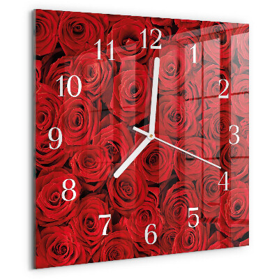 Wanduhr quadratisch Rosen
