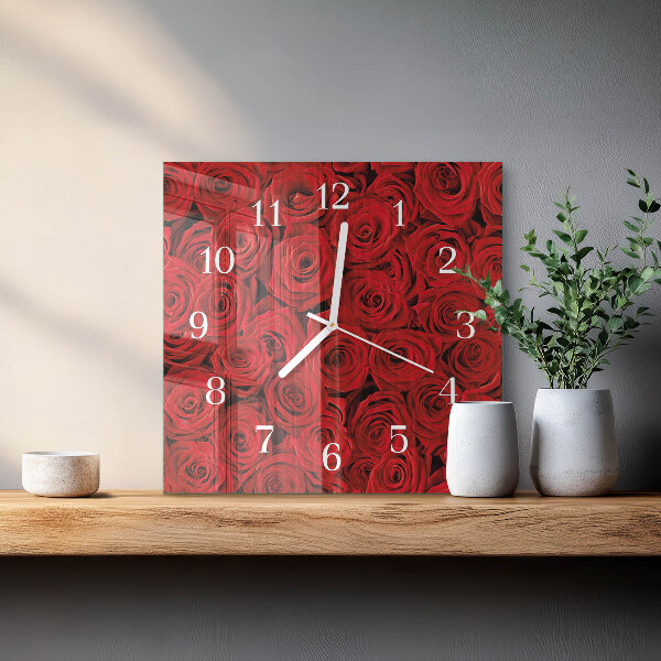 Wanduhr quadratisch Rosen