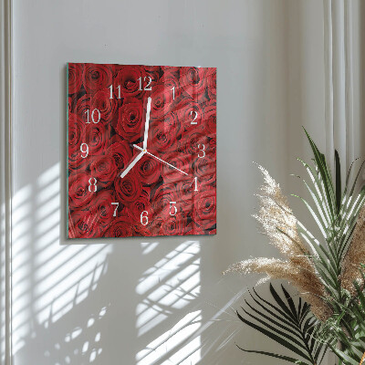 Wanduhr quadratisch Rosen