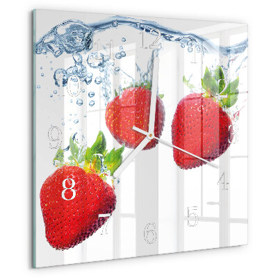 Wanduhr quadratisch Erdbeeren